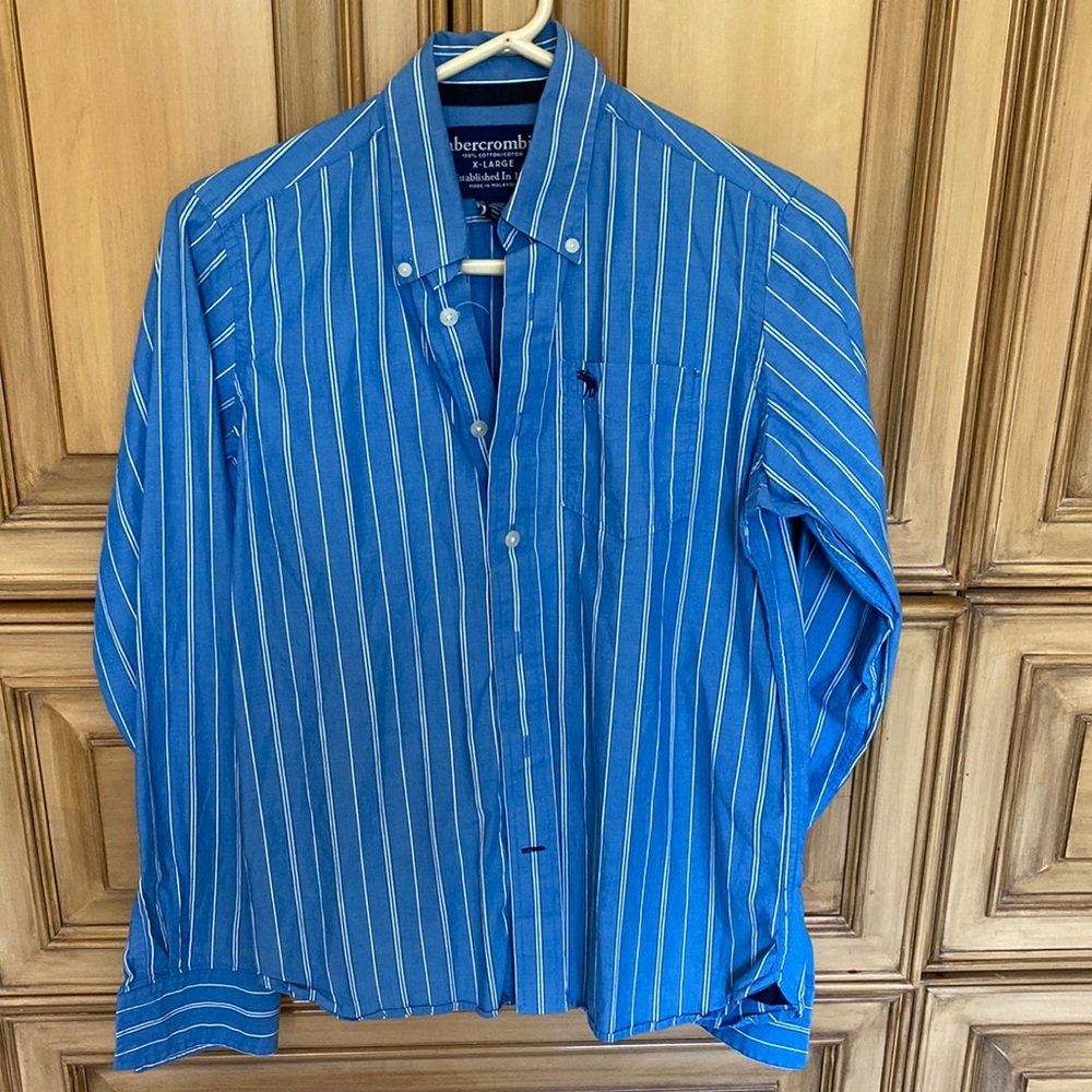 XL A & F ABERCROMBIE FITCH BUTTON DOWN green MENS SHIRT extra large